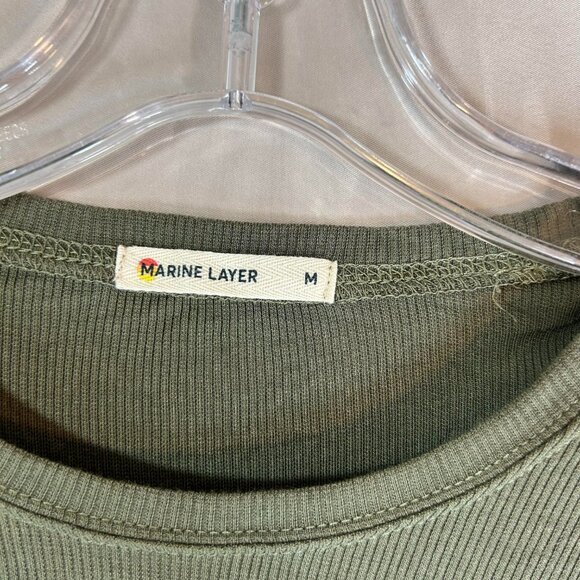 Marine Layer Womens Top M Green Lexi 10216 Twist Front Shirt Stretch Casual - Picture 2 of 10